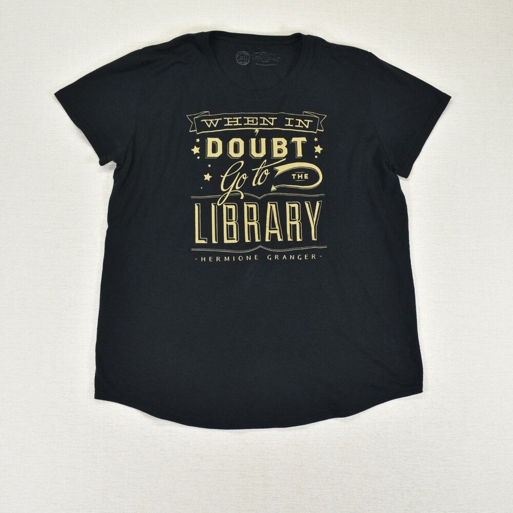 Harry Potter Hermione T Shirt Out of Print XL Womens Black Library Graphic Tee